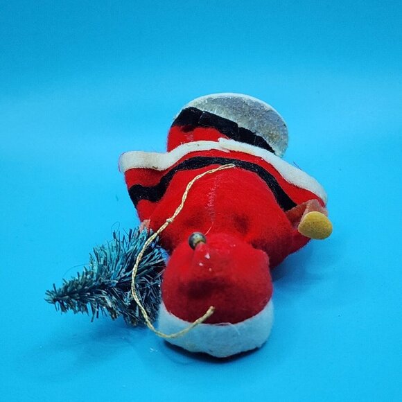 1950s Santa Claus Ornament Japan Red Felt Delta Novelty Bottle Brush Tree - Picture 9 of 10
